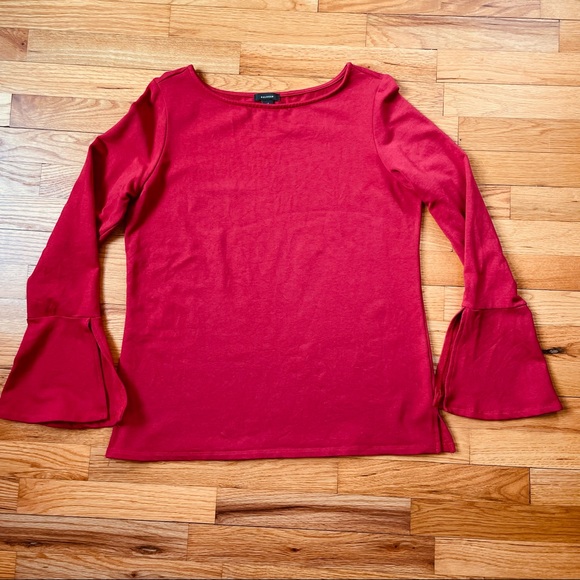 Halogen Flare Sleeve Bateau Tee Sz XL Red Chili Good Preowned Condition - Picture 2 of 7